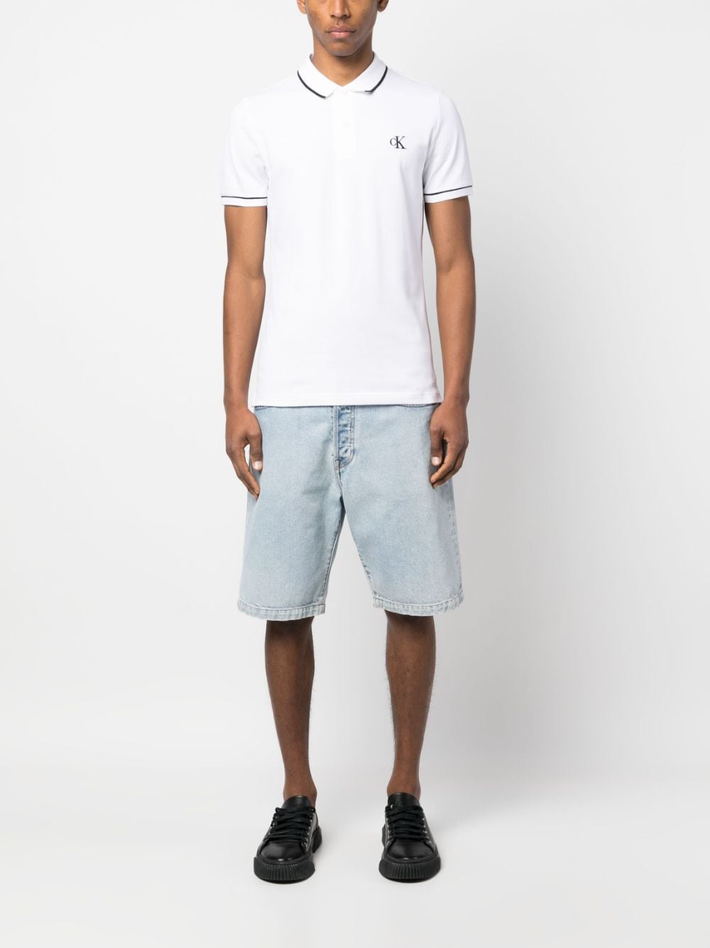 Calvin Klein Poloshirt met gestreept detail - Wit