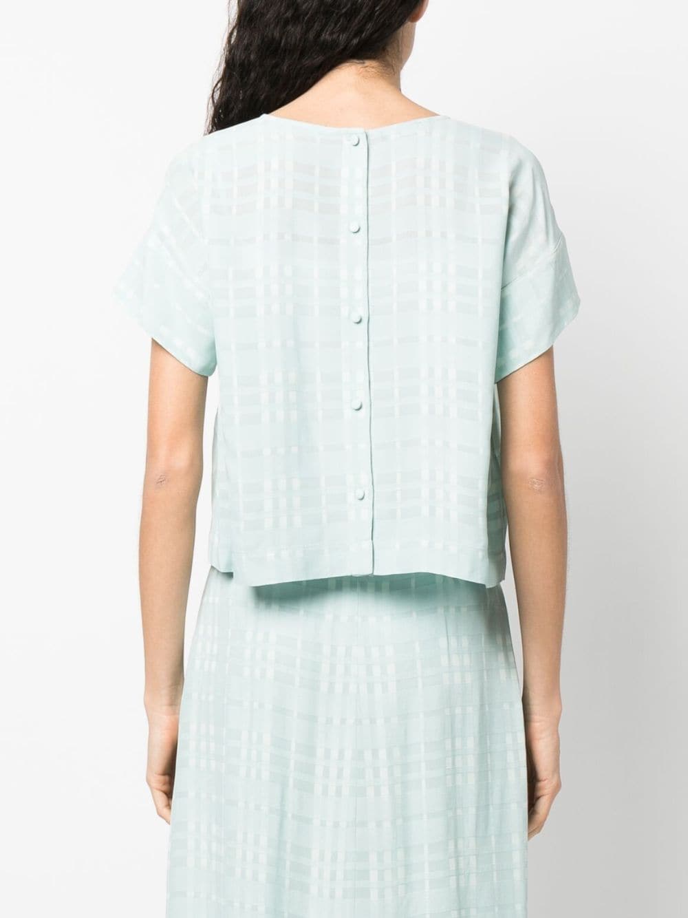 Shop Emporio Armani Check-pattern Short-sleeve Blouse In Blau