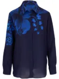 ETRO floral-print button-down silk shirt - Blue