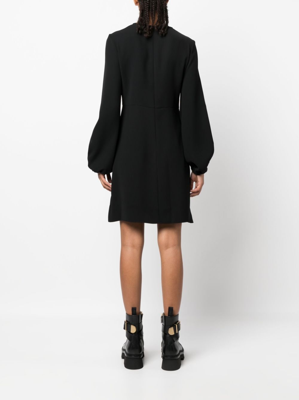 Shop P.a.r.o.s.h Long-sleeved A-line Mini Dress In Black