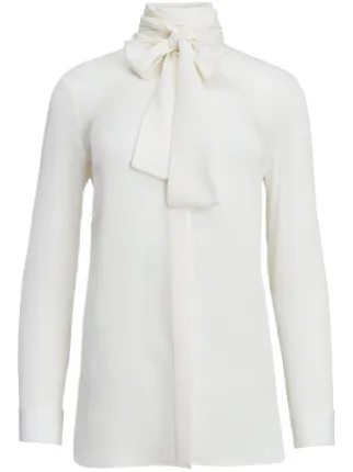 KHAITE Tash scarf-detail Silk Blouse | White | FARFETCH