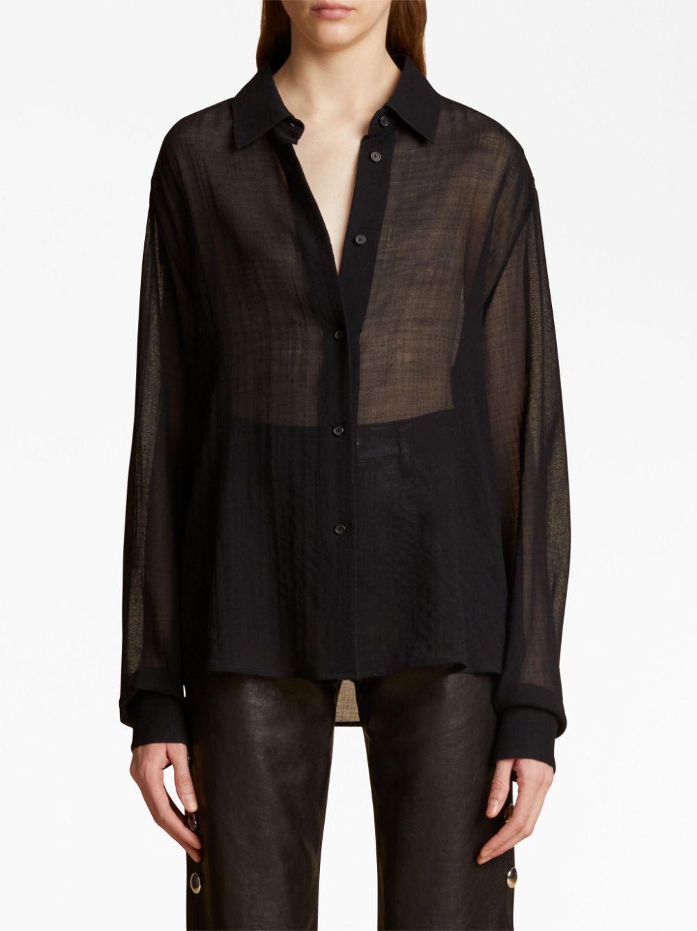 KHAITE Semi-doorzichtige blouse - Zwart