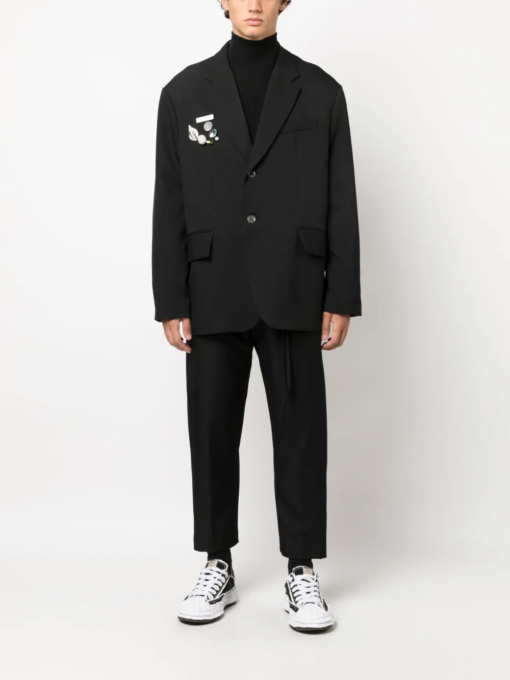 Song For The Mute pleated cropped wool trousers - Zwart