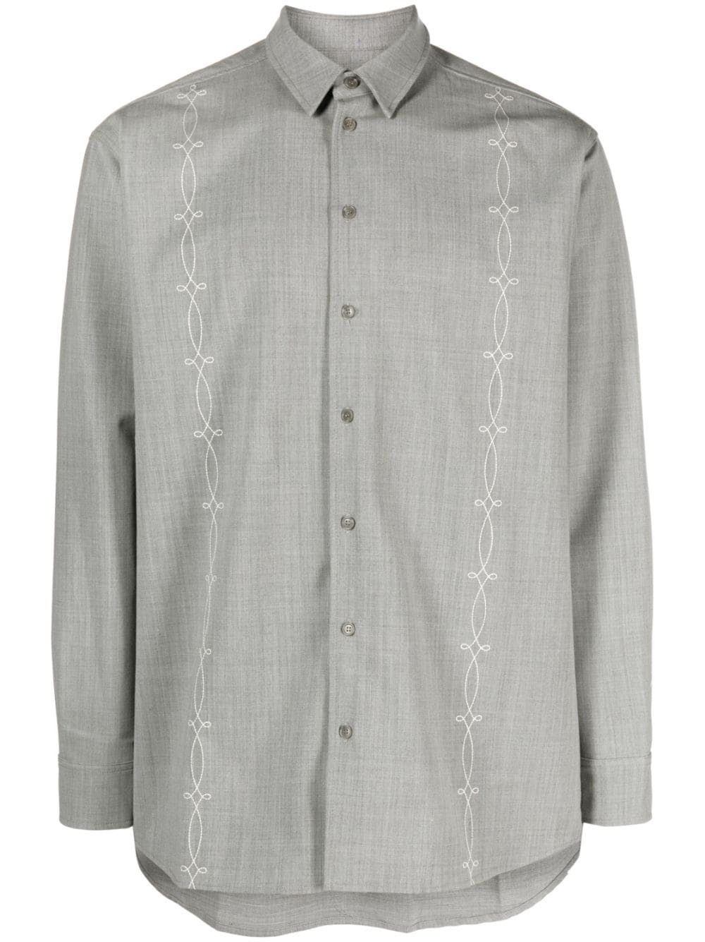 Shop Soulland Embroidered-design Long-sleeve Shirt In Grey