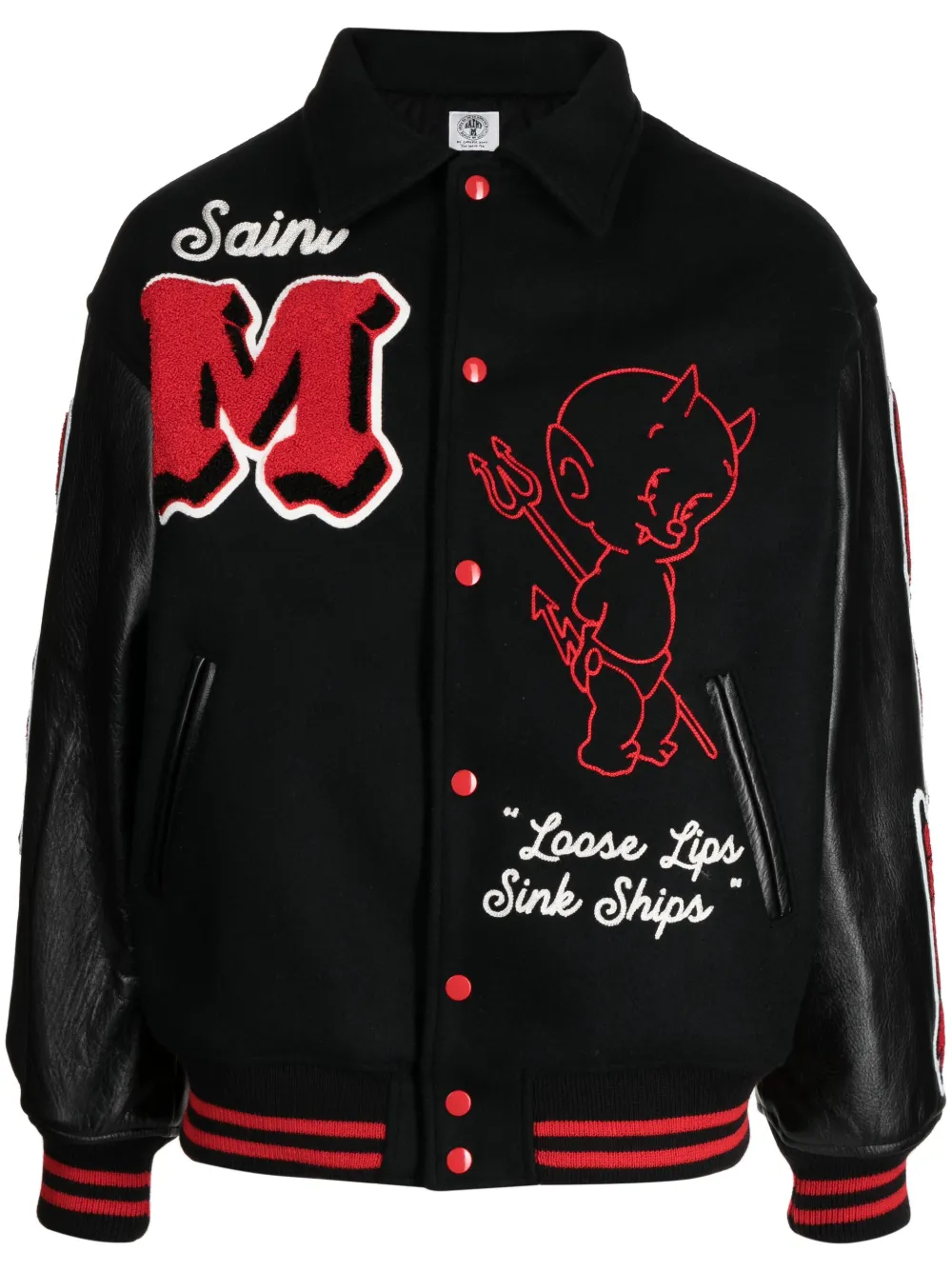 SAINT MXXXXXX PATCH-DETAIL BOMBER JACKET