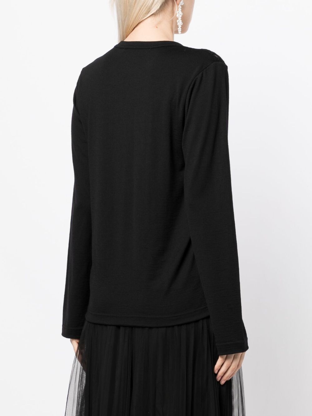 Shop Comme Des Garçons Comme Des Garçons Floral-detail Long-sleeve Top In Schwarz