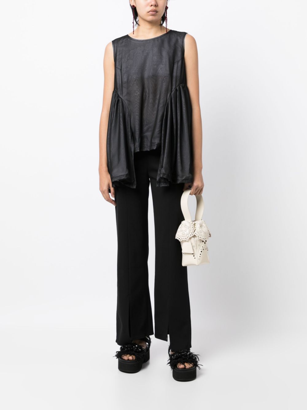 Comme Des Garçons draped-detail sleeveless blouse - Black