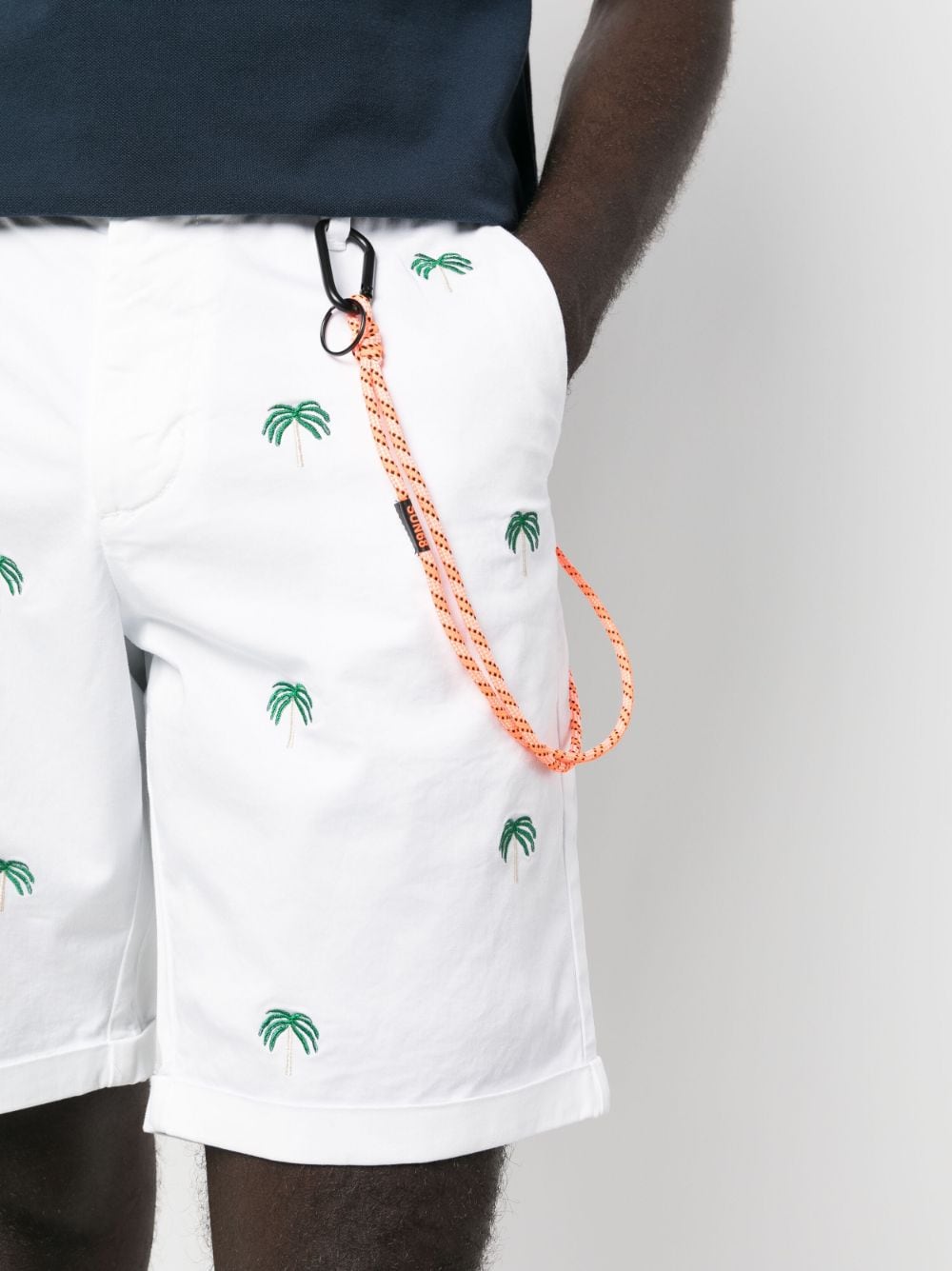 Shop Sun 68 Palm-tree Embroidered Bermuda Shorts In White