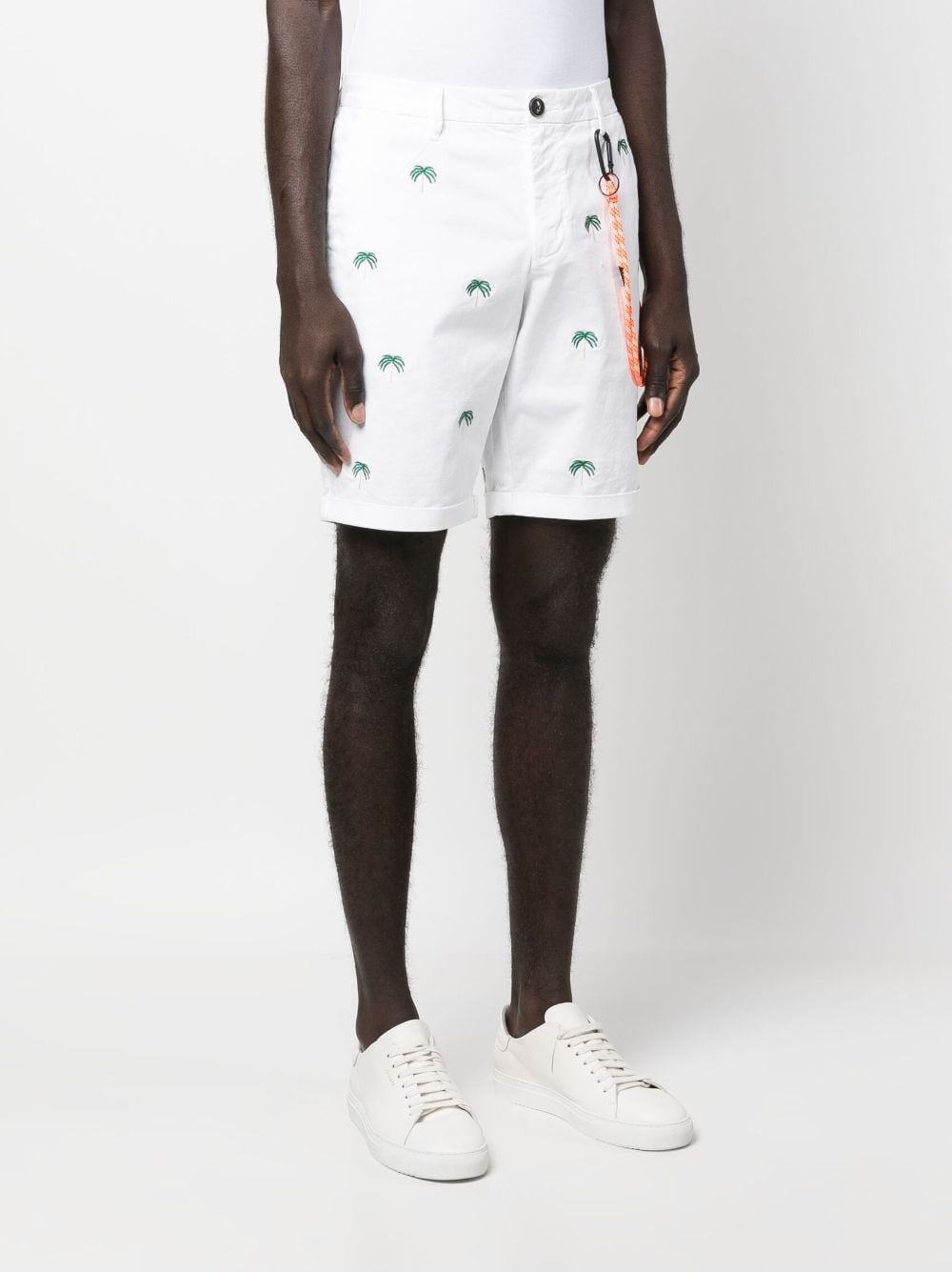Shop Sun 68 Palm-tree Embroidered Bermuda Shorts In White