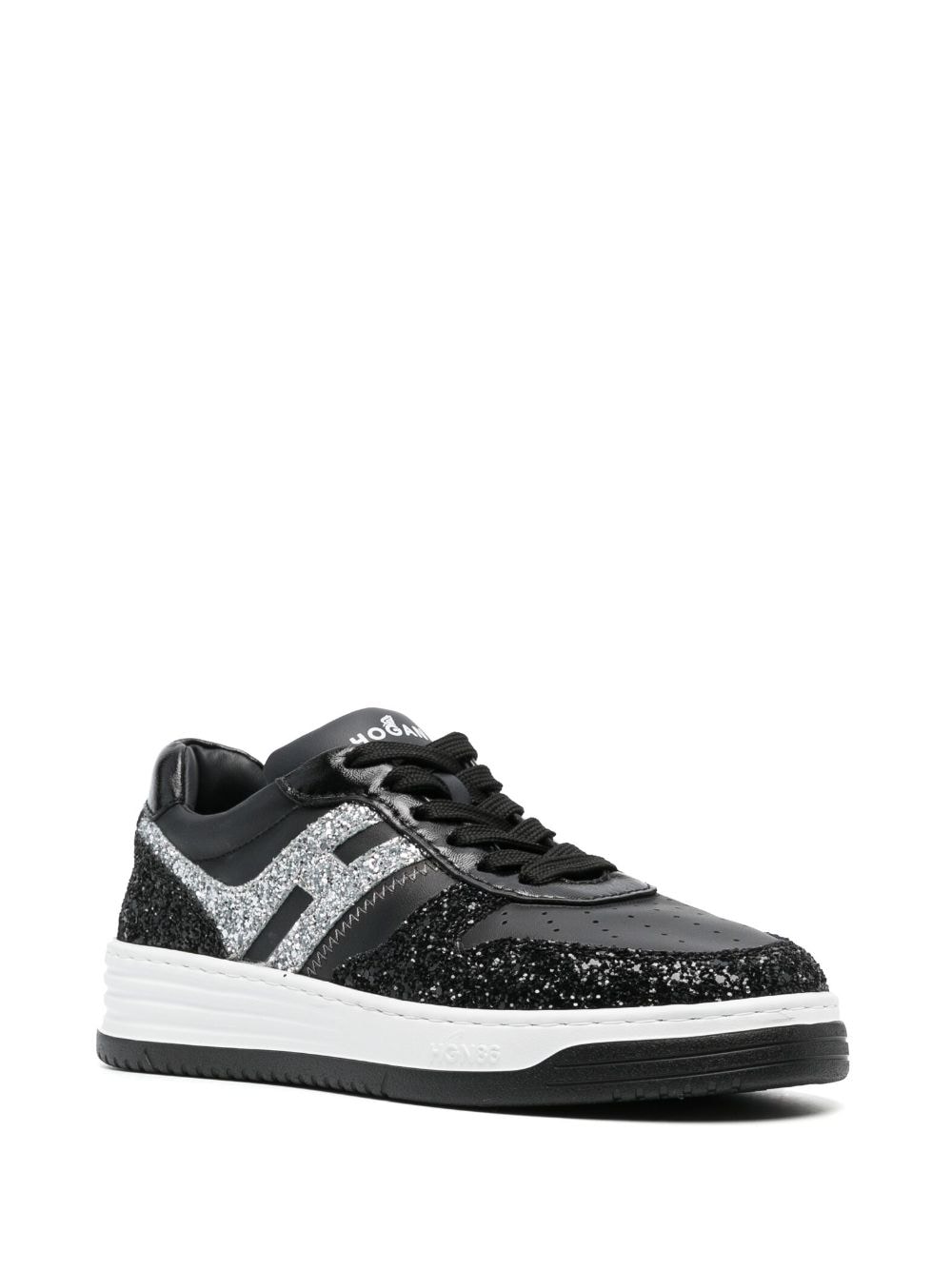 Shop Hogan H630 Glitter Low-top Sneakers In Black