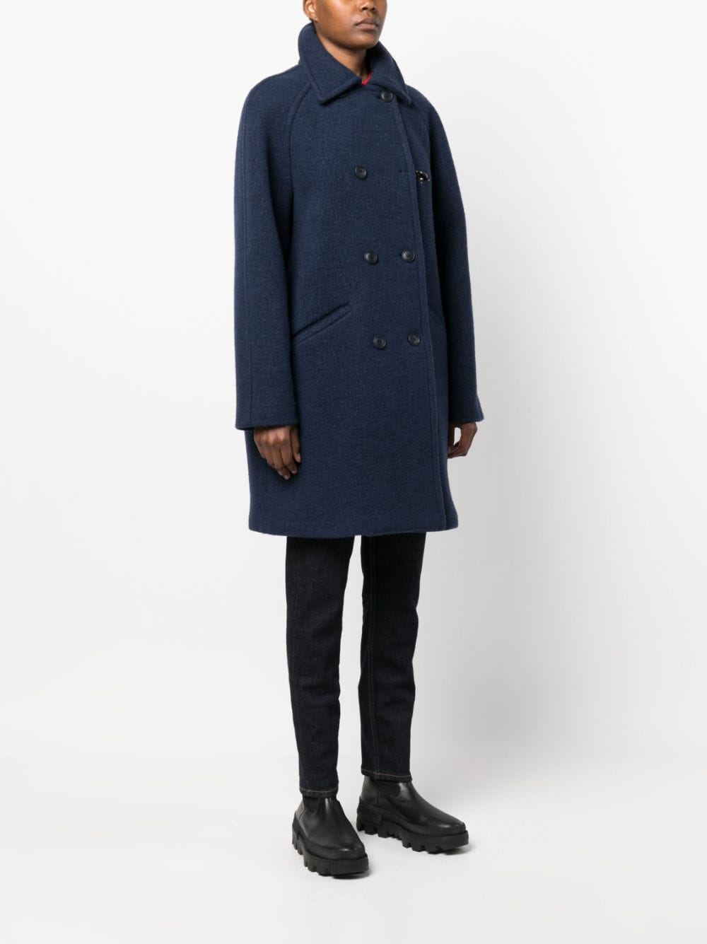 Shop Fay Jacqueline Double-breasted Wool Coat In Blue