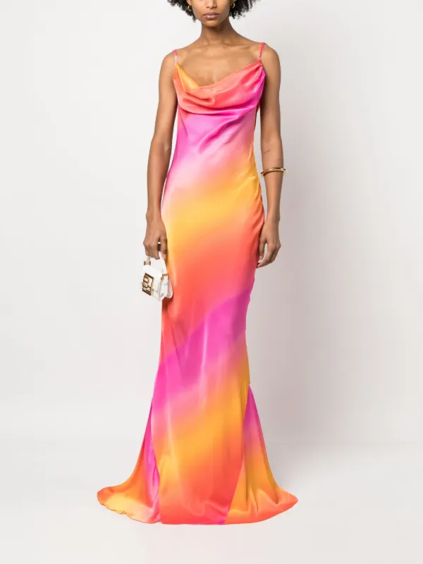 Sisters gradient-effect draped-detailing Long Dress | FARFETCH