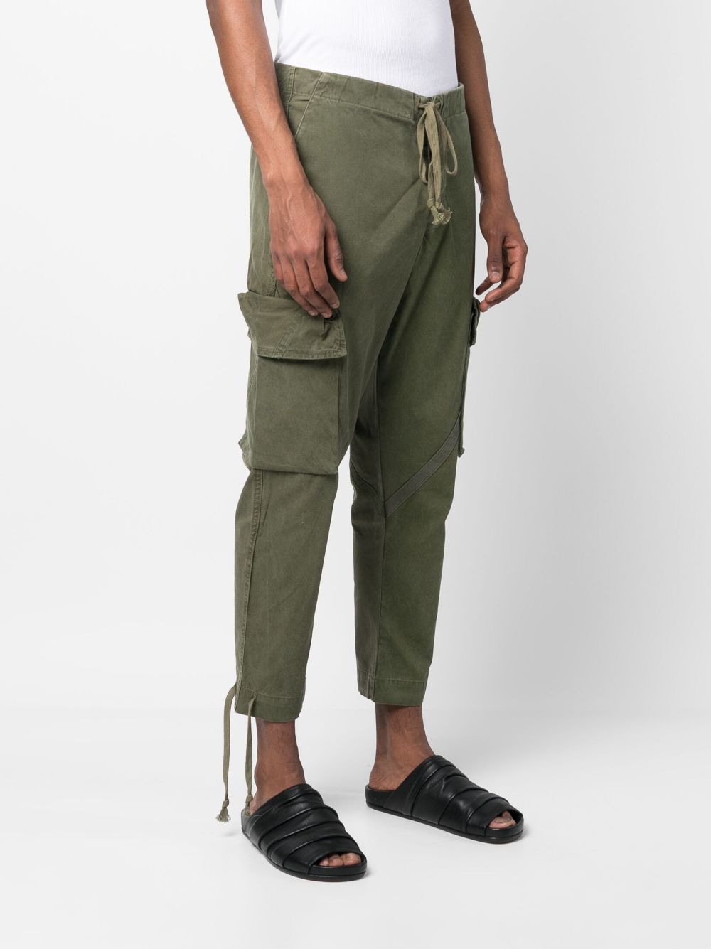 Shop Greg Lauren Cropped Tapered Trousers In Green
