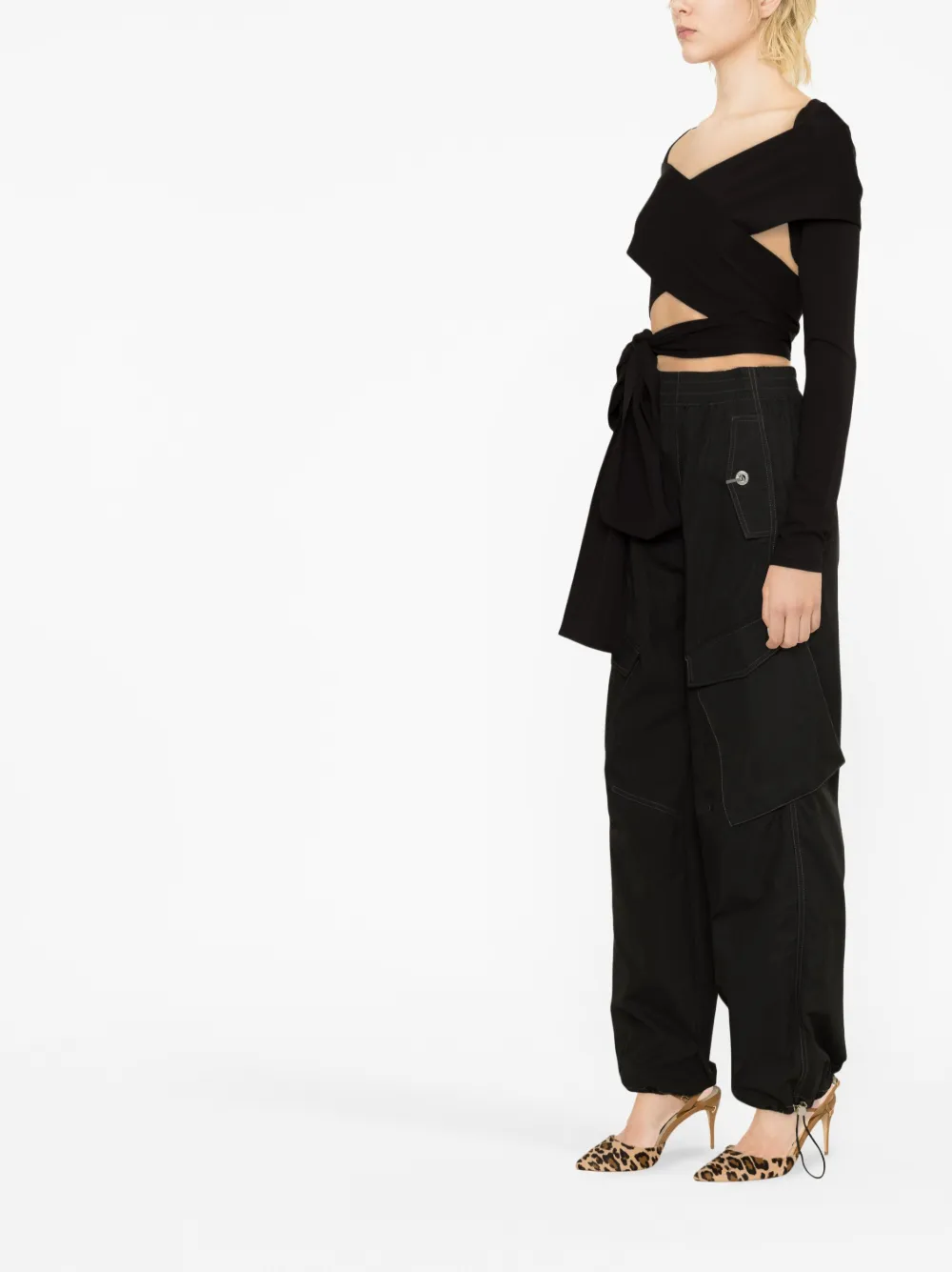 Dolce & Gabbana cut-out Wrap Top | Black | FARFETCH