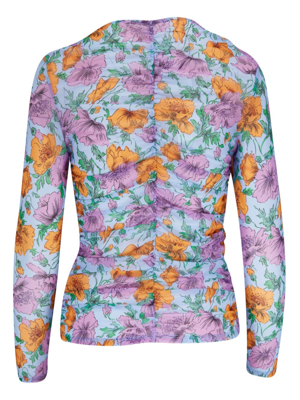 Shop Veronica Beard Gathered-detail Floral-print Blouse In Purple