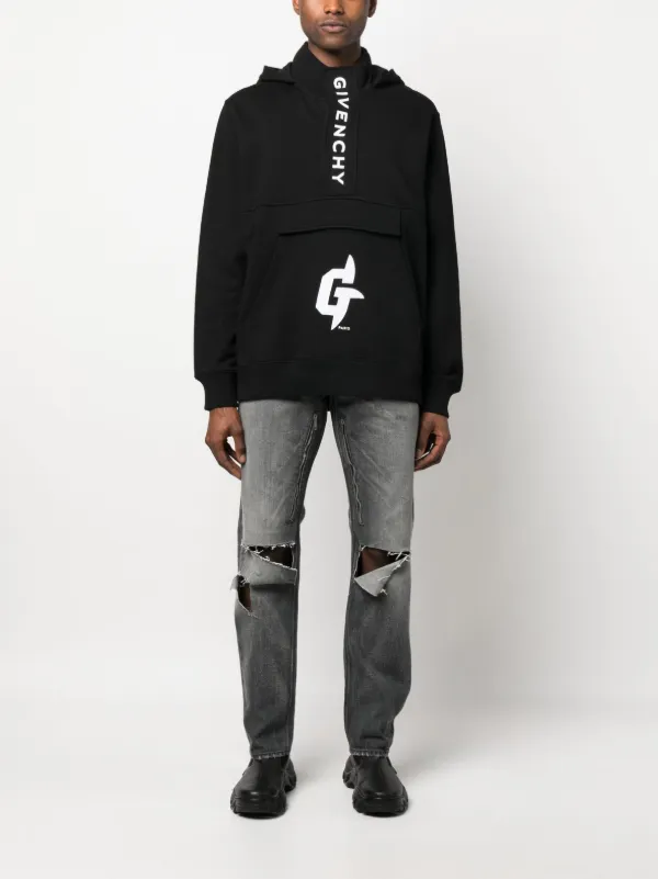 Givenchy logo-print Cotton Hoodie Sweatshirt | Black | FARFETCH