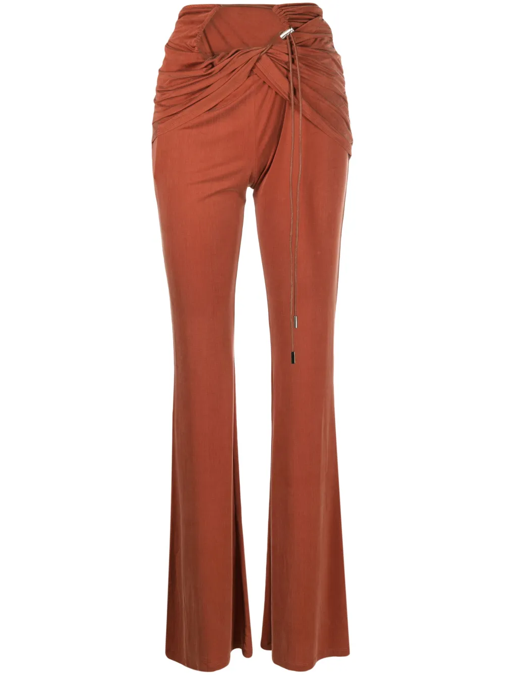 Jacquemus Espelho Drawcord Cutout Overskirt Bootcut-leg Pants In Orange