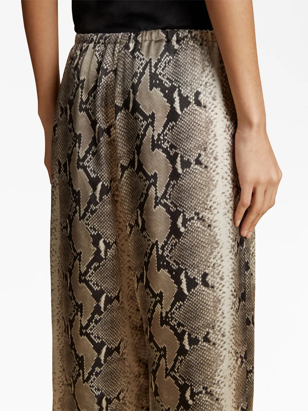 Khaite Mindy Snake-print Wide-leg Pants In Black