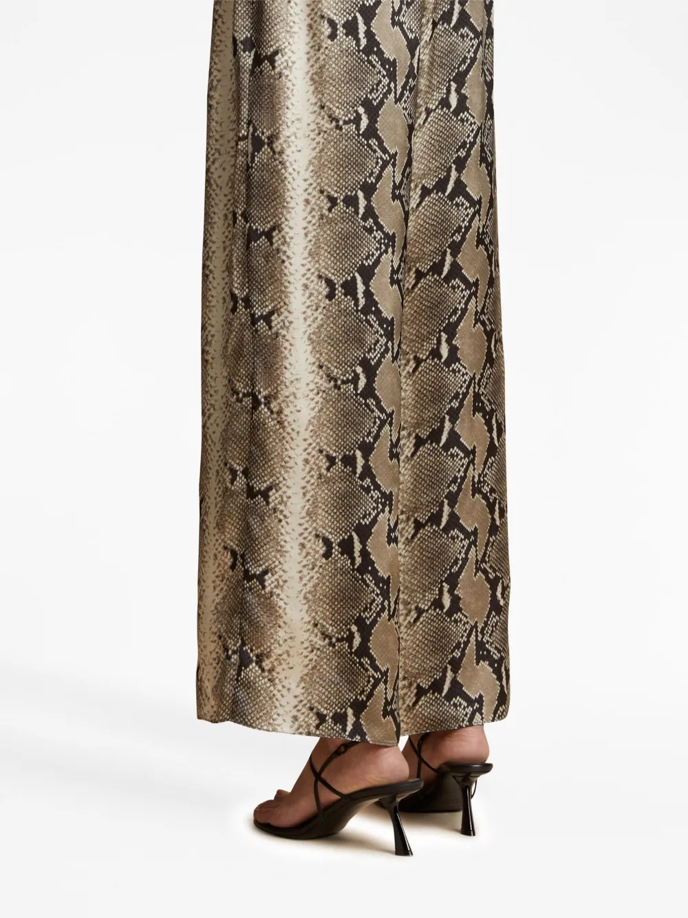 Khaite Mindy Snake-print Wide-leg Pants In Black
