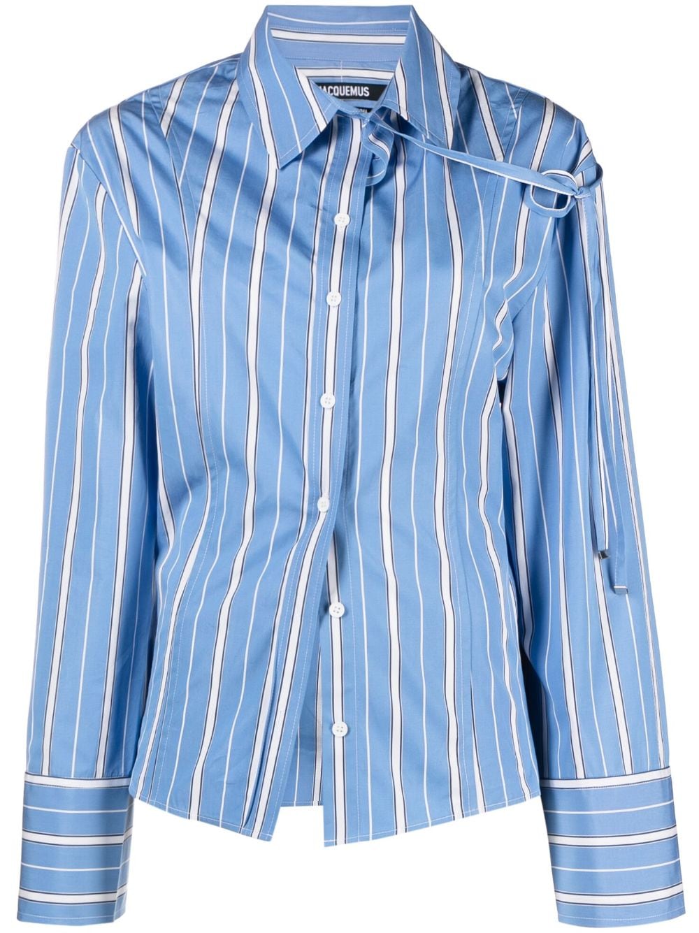 Shop Jacquemus La Chemise Ruban Cotton Shirt In Blue