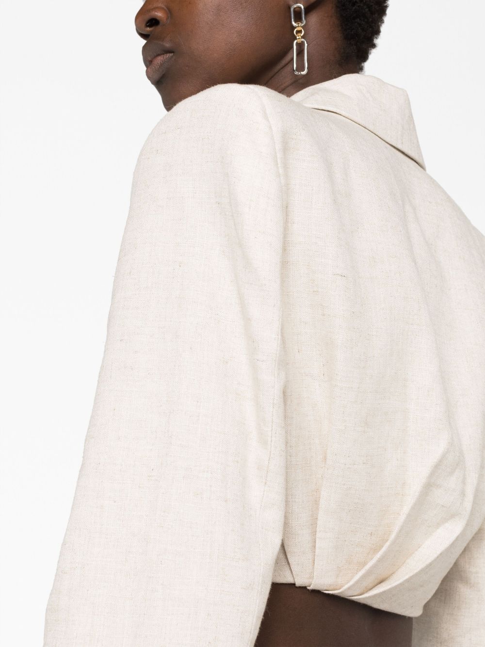 Shop Jacquemus La Veste Bahia Cropped Blazer In Neutrals