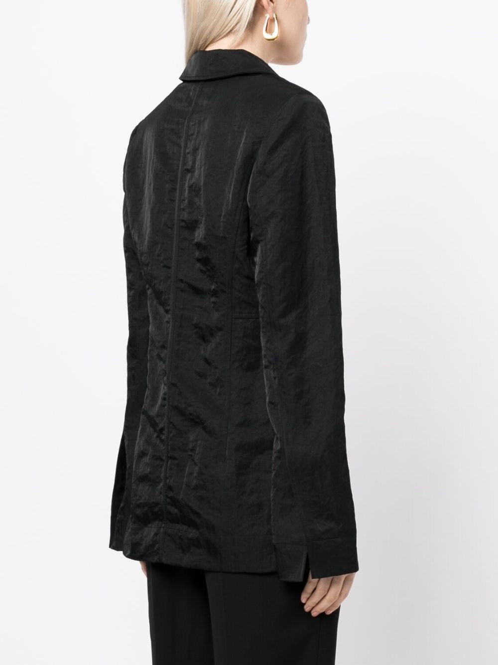 Shop Goodious Single-breasted Long-sleeve Blazer In Black