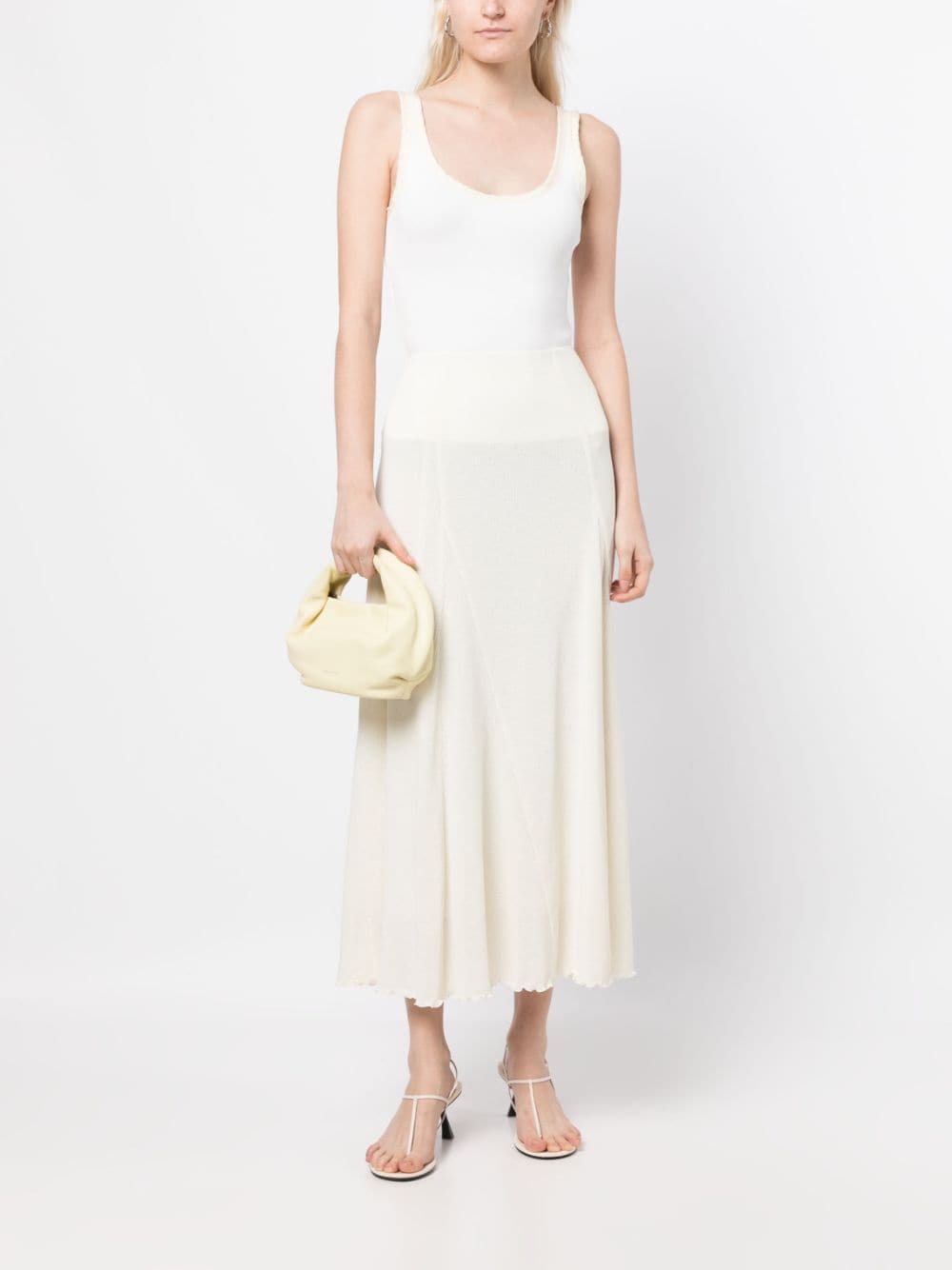 Shop Goodious High-waisted Midi Skirt In White