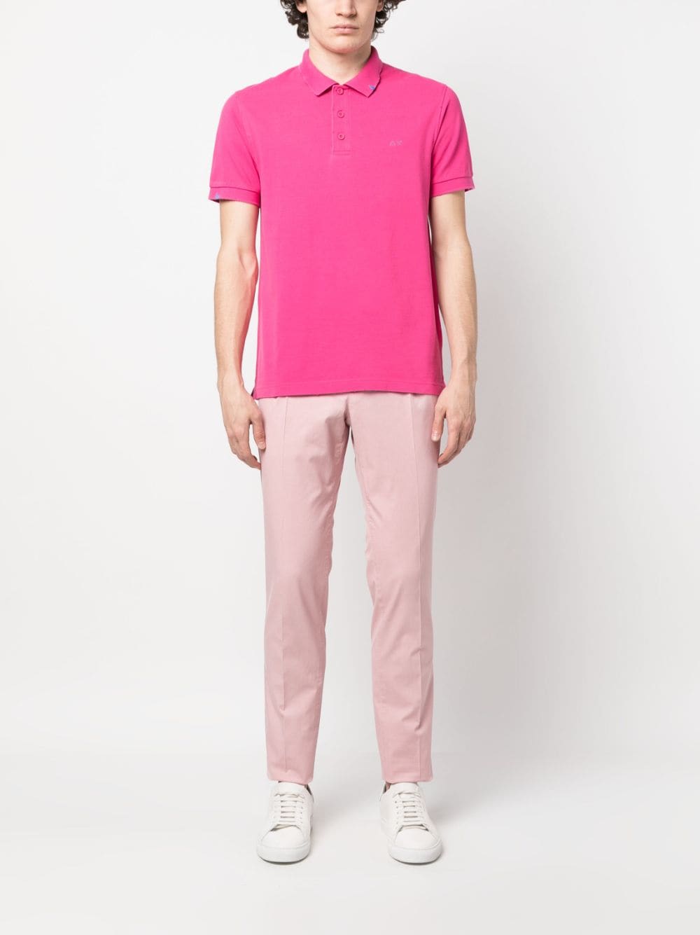 Sun 68 Poloshirt met geborduurd logo - Roze