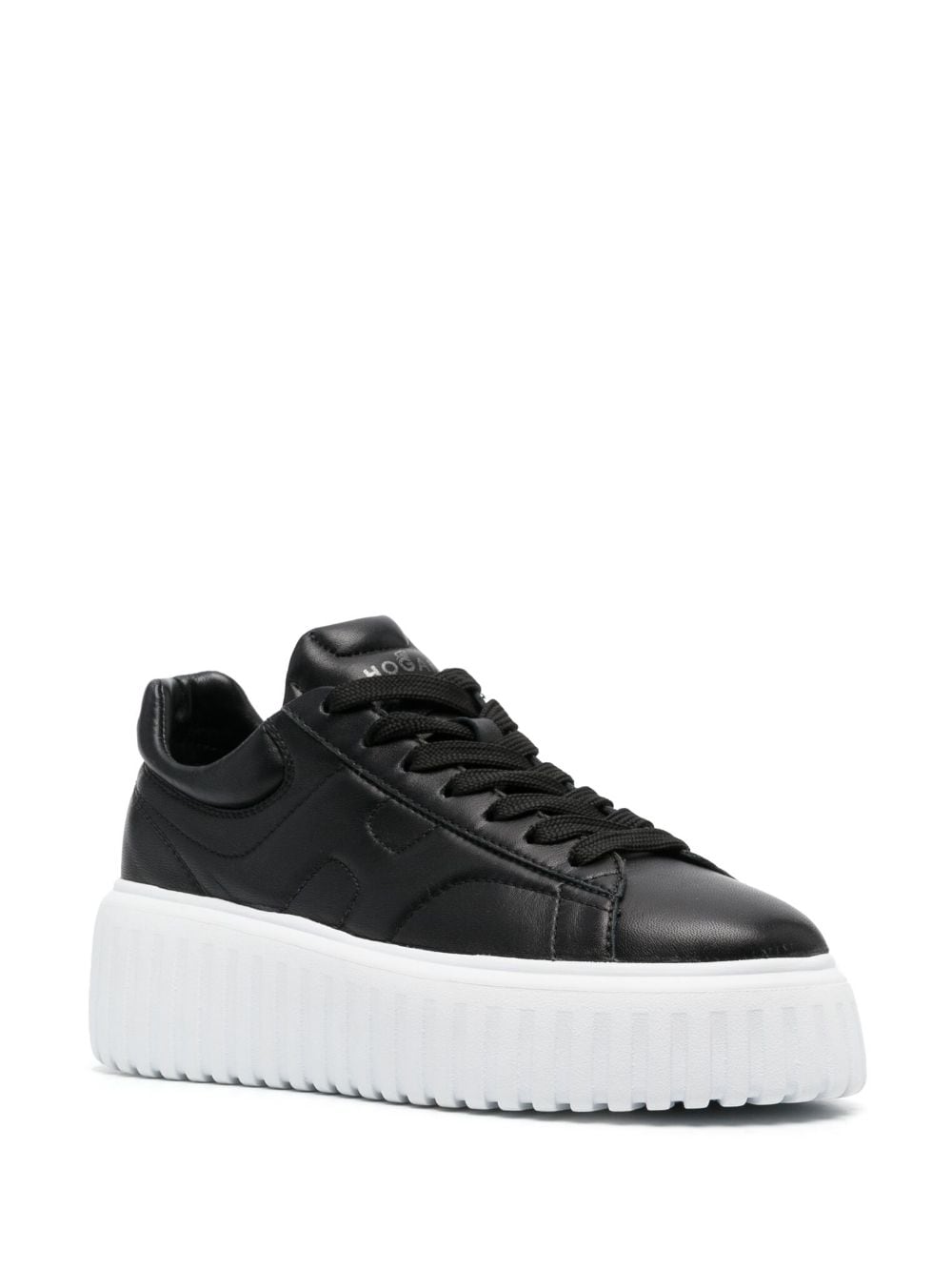 Shop Hogan Flatform Lace-up Sneakers In Black