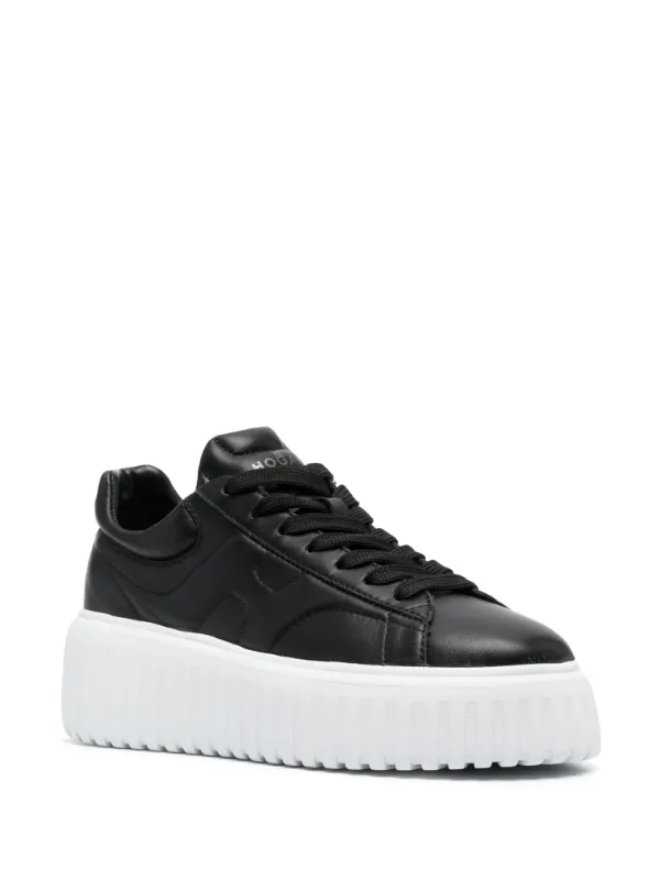 【送料&関税込】Hogan Round Toe Lace-up Sneakers Hogan Flatform lace-up Sneakers | Black | FARFETCH