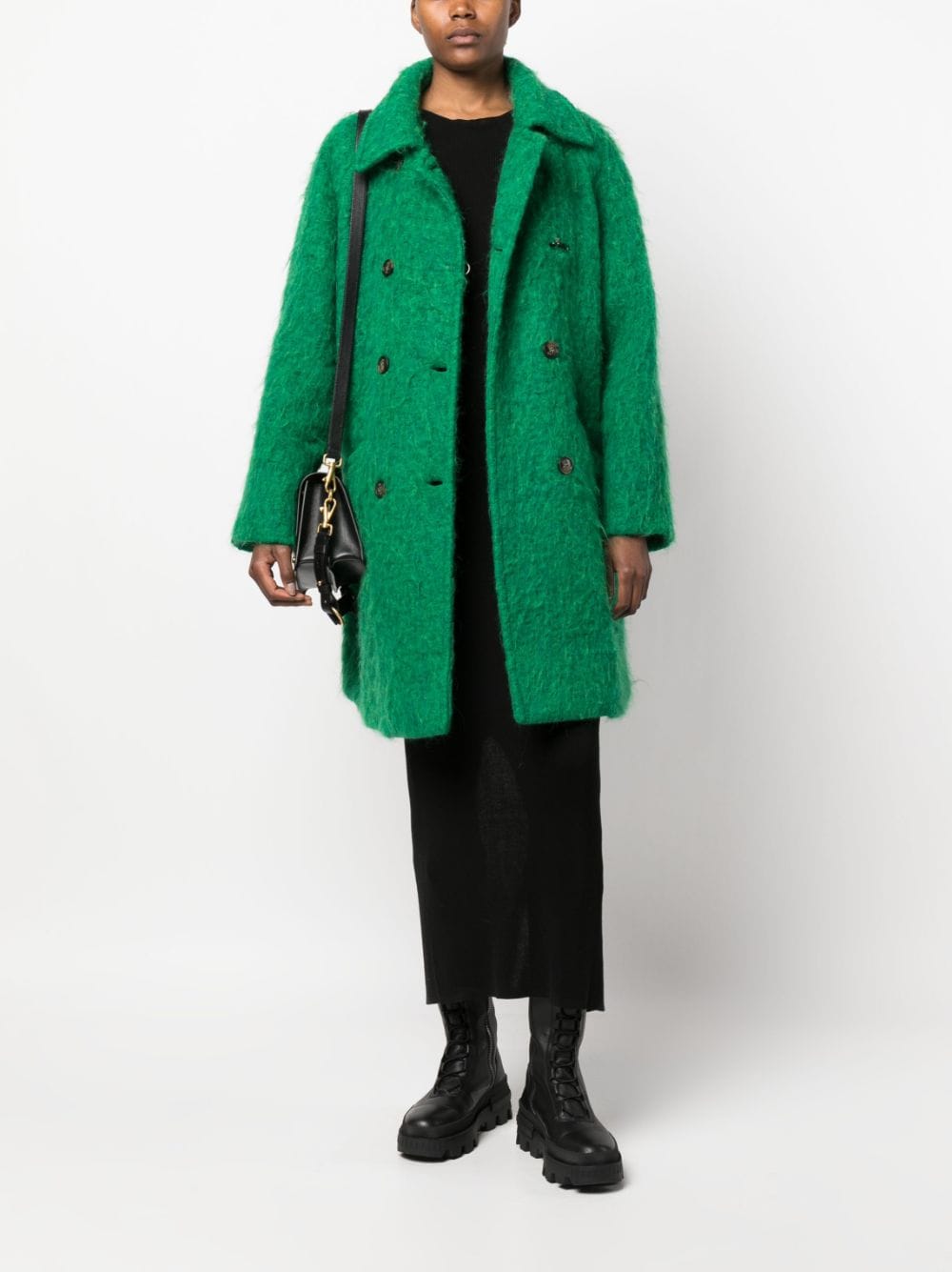 Shop Fay Jacqueline Double-breasted Coat In Green