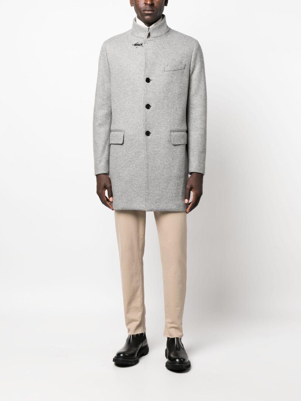 Fay single-breasted wool tailored coat - Grijs