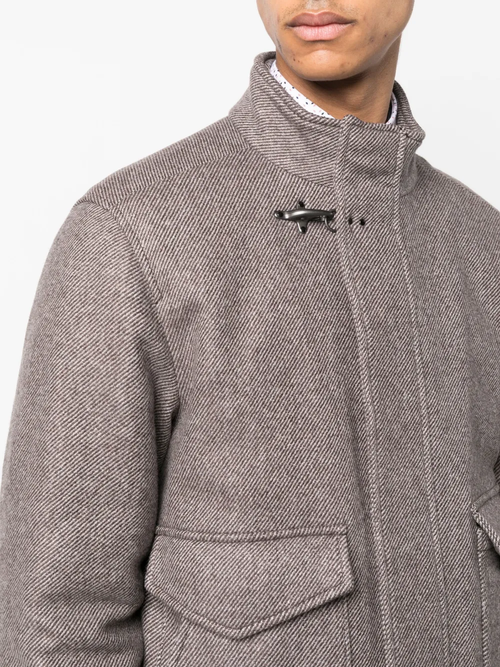 Fay Jacke Mit Diagonalen Streifen In Brown