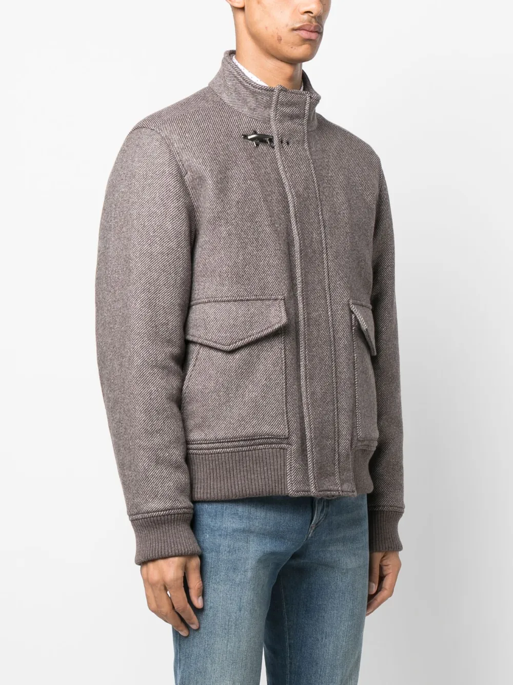 Fay Jacke Mit Diagonalen Streifen In Brown