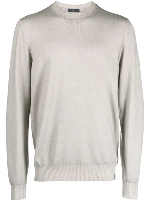 Fay logo-tag crew-neck jumper