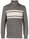 Fay cable-knit roll-neck jumper - Brown