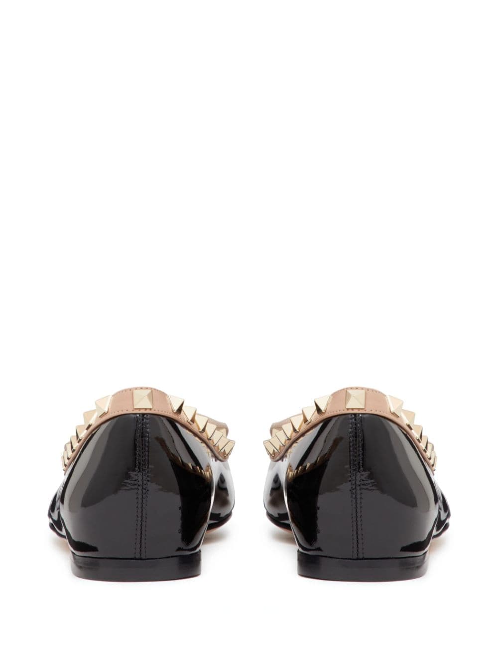 Shop Valentino Rockstud Patent-leather Ballerina Shoes In Black