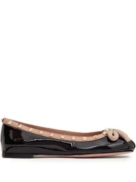 Valentino Garavani Rockstud patent-leather ballerina shoes