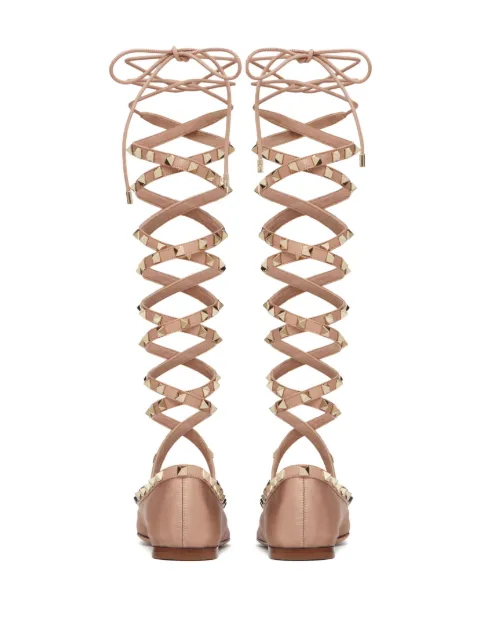 Valentino Garavani Rockstud satin ballerina shoes WS0HQ2SWH - 2