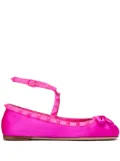 Valentino Garavani Rockstud satin ballerina shoes - Pink