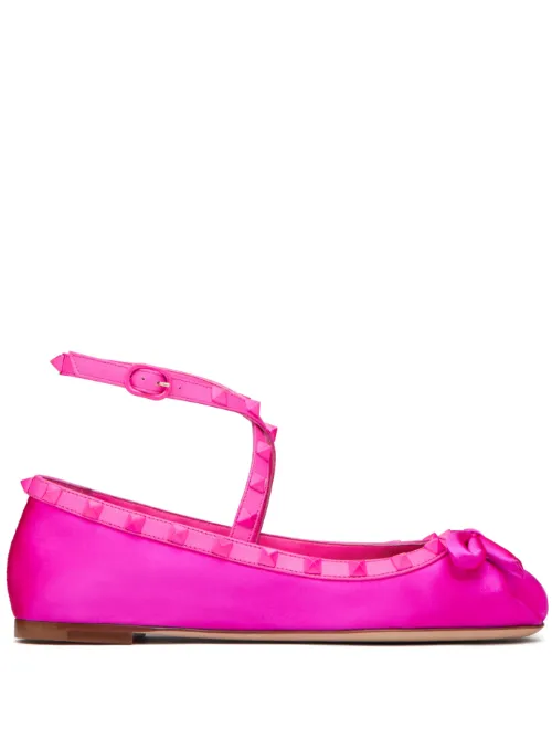 Ballerines en satin à ornements Rockstud - Valentino Garavani - Modalova
