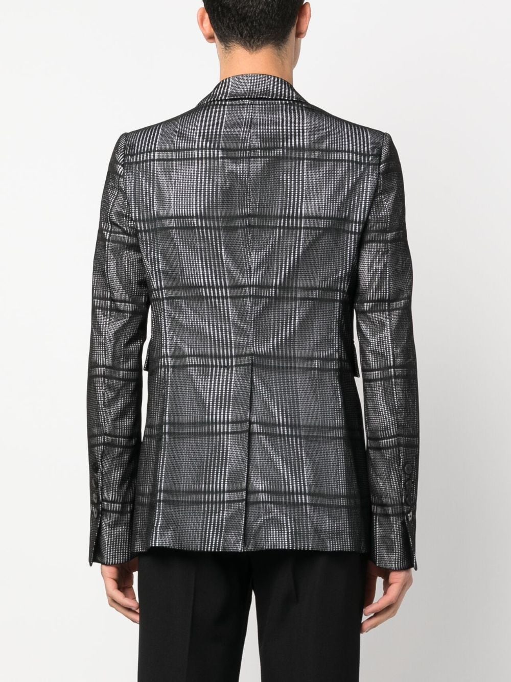 Shop Sapio Plaid-check Print Cotton Blazer In Black