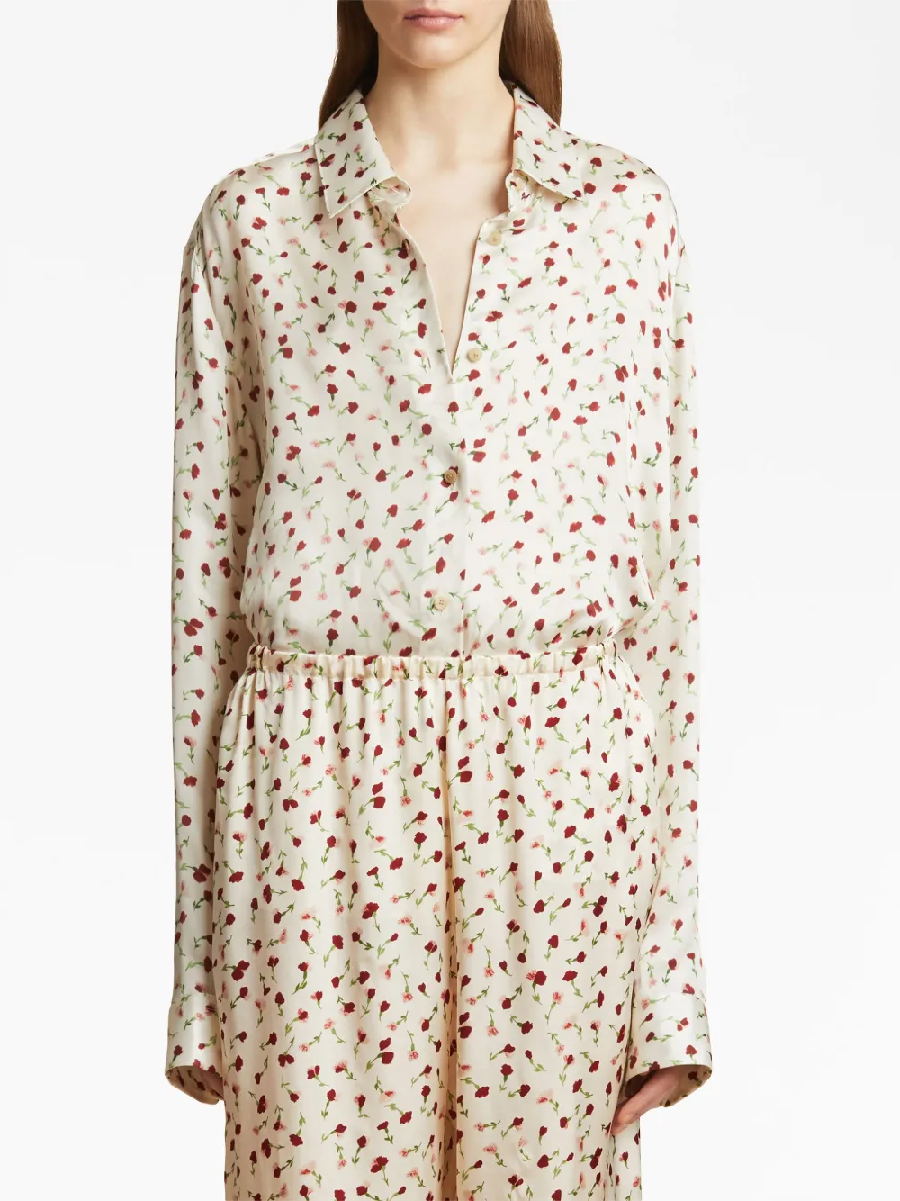 Khaite Hemd Mit Rosen-print In Neutrals