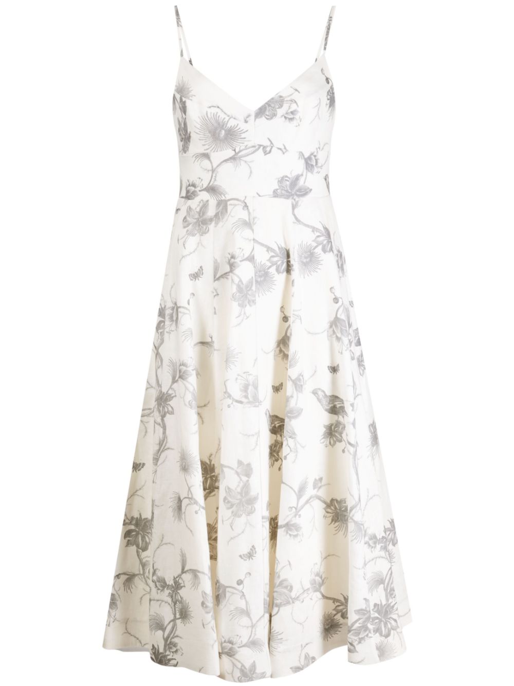 Zimmermann Wonderland Picnic Floral-print Linen Midi Dress In Blue ...