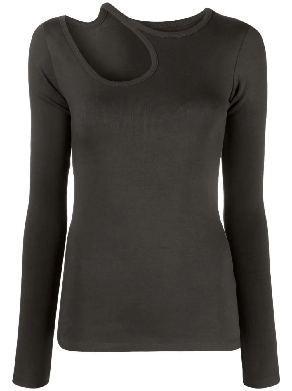 Low Classic Grey Long Sleeve T-shirt With Cut-out In Cotton Blend Woman In Grey