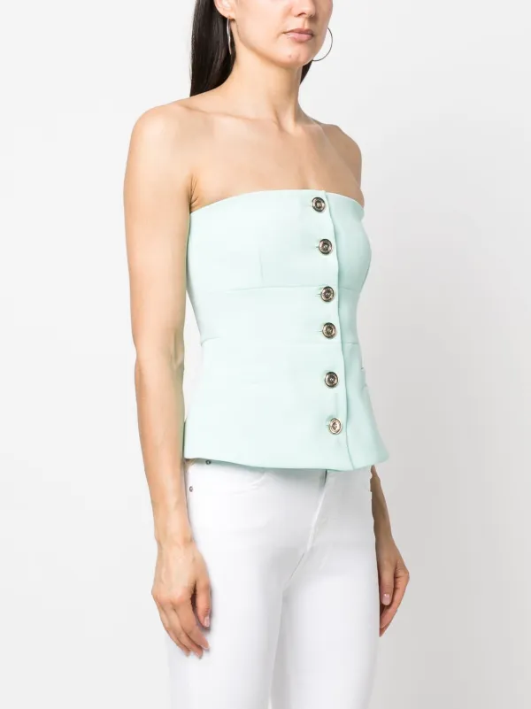 PINKO Strapless button-up Top | Green | FARFETCH MY