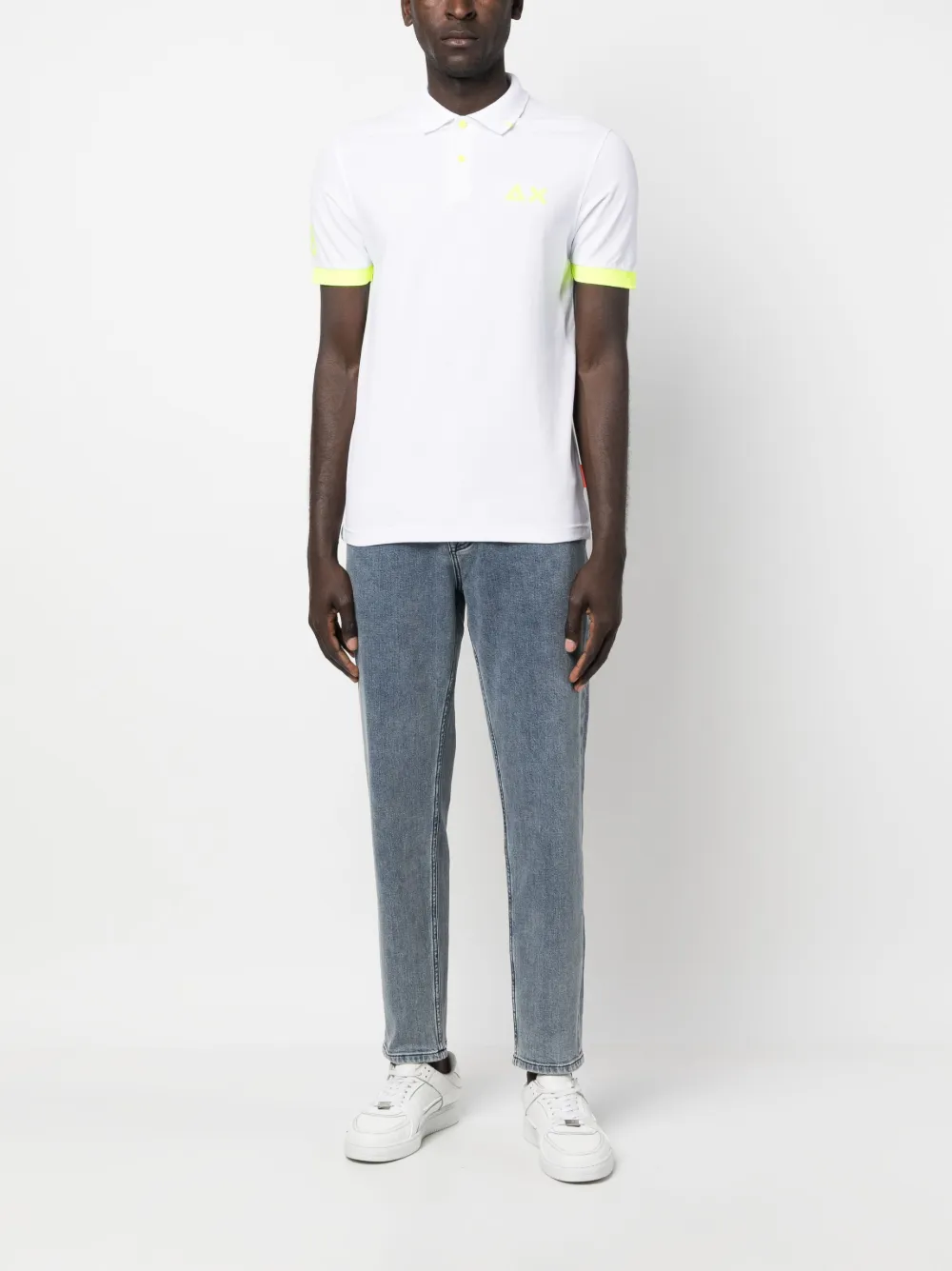 Sun 68 Poloshirt met logoprint - Wit