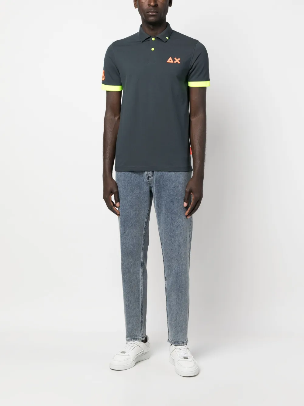 Sun 68 Poloshirt met logoprint - Grijs