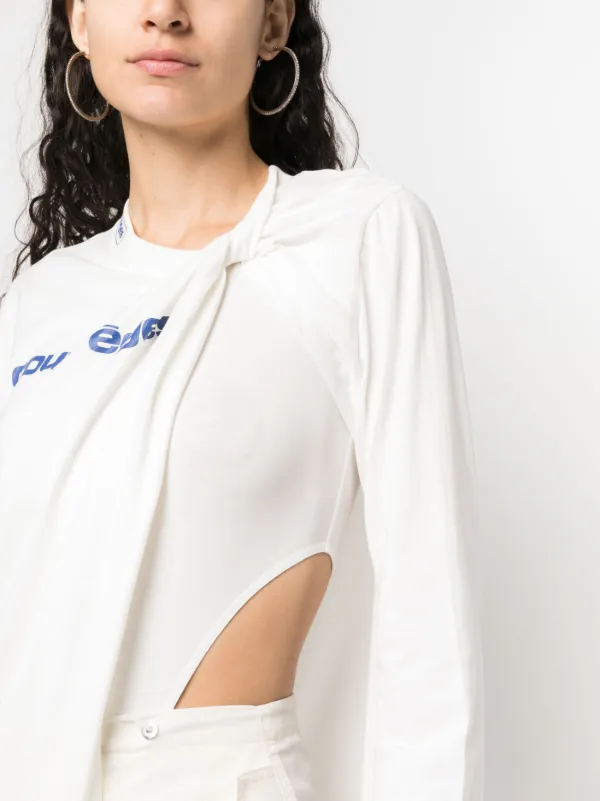 【関税込み】Courreges ホワイト アシンメトリ トップス Courrèges ダブルレイヤー トップ | ホワイト | FARFETCH JP