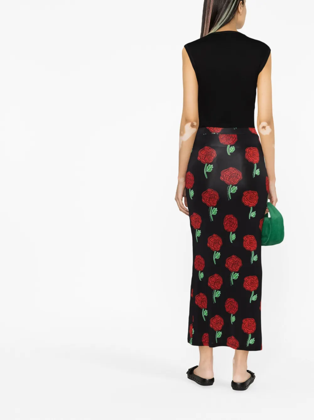 High-Waisted Floral-Print Skirt